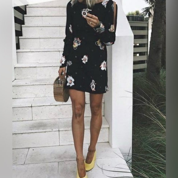 NWT Free People Black Floral Dress - Picture 4 of 13